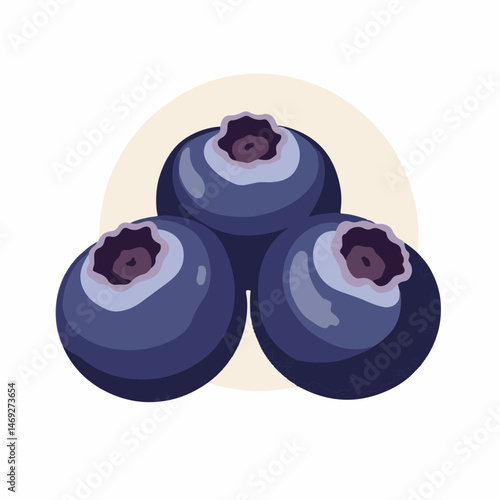 Blueberries in Flat Design Style on Soft Background for Healthy Eating Blogs, Nutrition Websites, Food Education, and Digital Content Creation