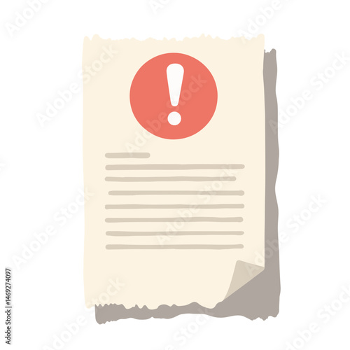Overdue Bill Illustration with Exclamation Mark on Neutral Background for Financial Blogs, Accounting Websites, Education, and Awareness Campaigns