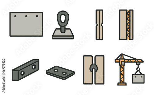 Construction tools outline icons set – linear, building, equipment design elements