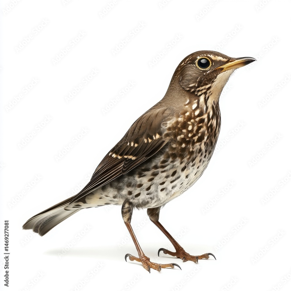 Fototapeta premium Speckled Thrush Bird Side View In Natural Setting