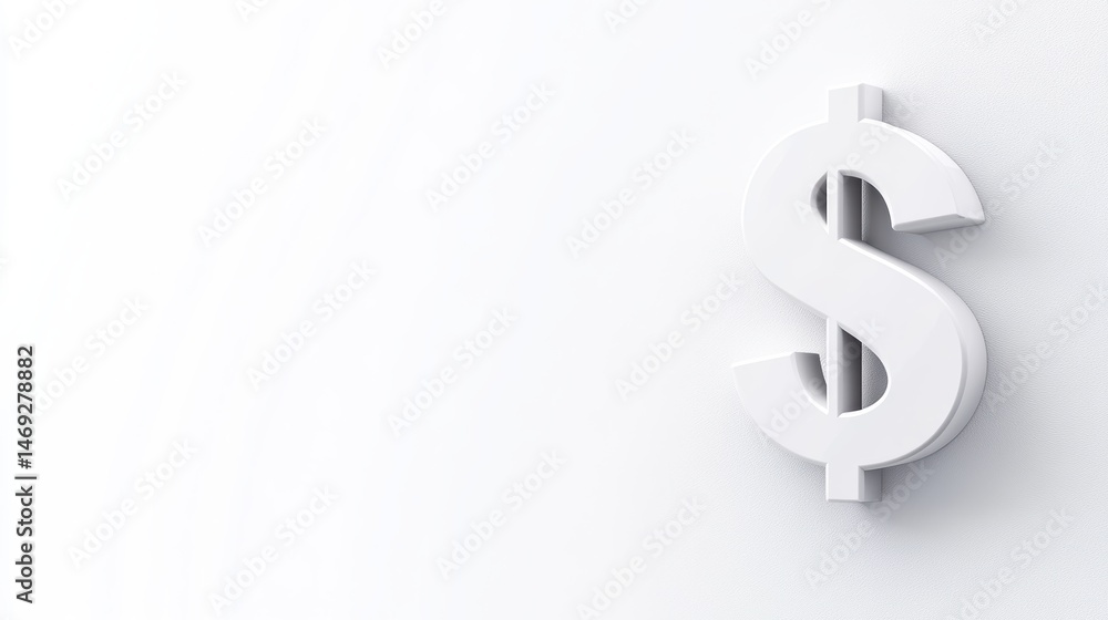 A minimalist design of a dollar sign symbol, floating on a white background with a shadow, representing simplicity in financial matters. A minimalist design of a dollar sign symbol, floating on a white background with a shadow, representing simplicity in financial matters.