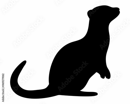 Realistic Weasel Silhouette in Black and White