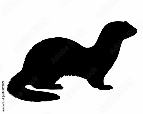 Realistic Weasel Silhouette in Black and White