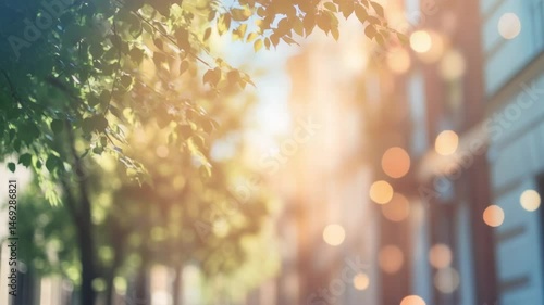 Sunlit City Street, Serene Urban Oasis