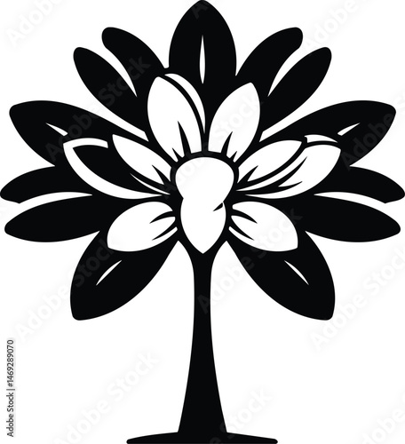 Stylized frangipani tree symbol