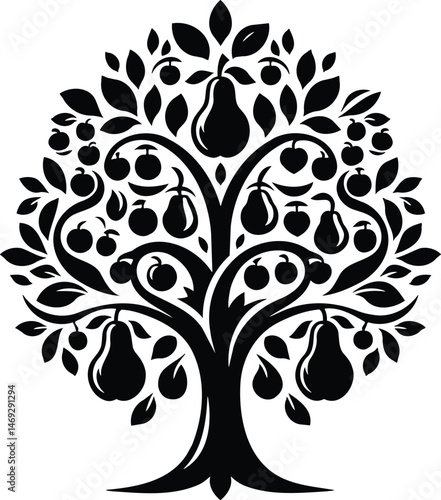 Stylized Pear Tree Vector Icon