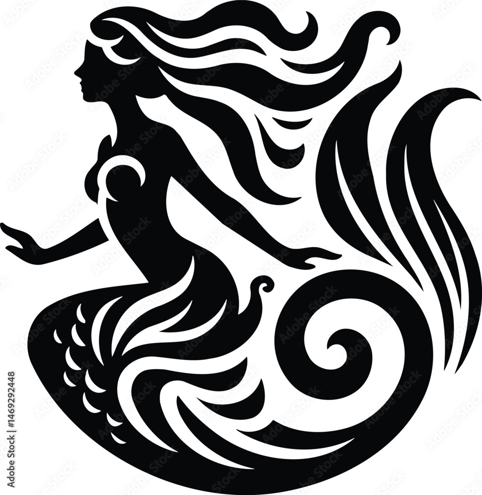 Obraz premium Mermaid Silhouette Symbol