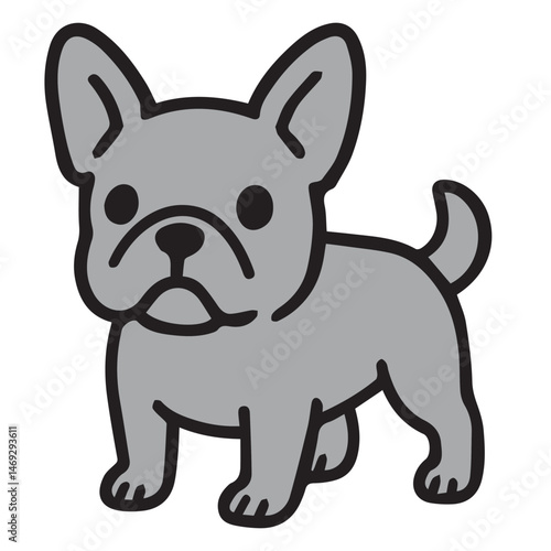 Create a playful vector image of a colored dog outlined in black, sitting happily against a simple white background with no added elements.

