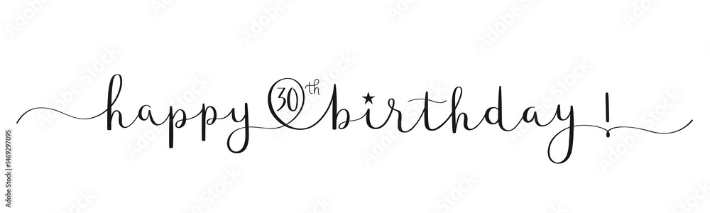 Obraz premium HAPPY 30th BIRTHDAY! black brush calligraphy banner on transparent background