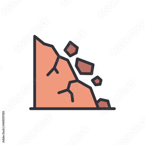 Illustration depicting the geological process of landslide or rockfall event