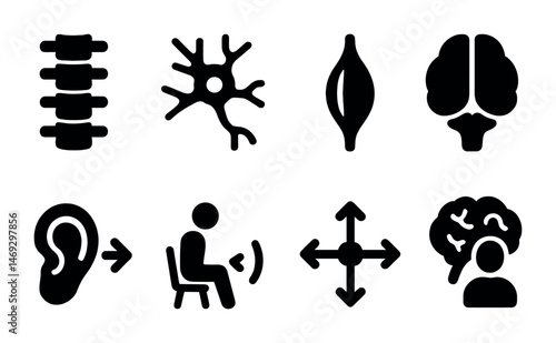 Anatomy solid icons set – filled, medical, human body healthcare symbols