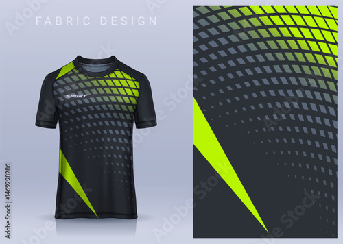 Fabric textile design for Sport t-shirt, Soccer jersey mockup for football club. uniform front view.	
