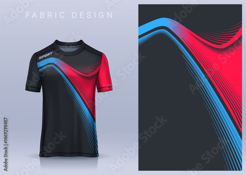 Fabric textile design for Sport t-shirt, Soccer jersey mockup for football club. uniform front view.	