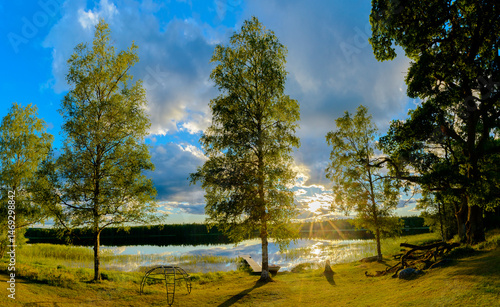 Obraz na płótnie Abendstimmung am See in Schweden - Vaggeryd w salonie