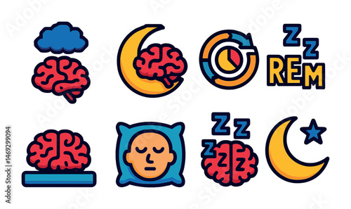 Sleep and dreams icons set – filled, solid, bedtime and relaxation symbols