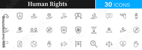 Human Rights, Humanity icon pack | Detailed Outline | Editable Stoke 30 icon | Victor illustrator.