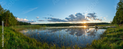 Obraz na płótnie Abendstimmung am See in Schweden - Vaggeryd w salonie
