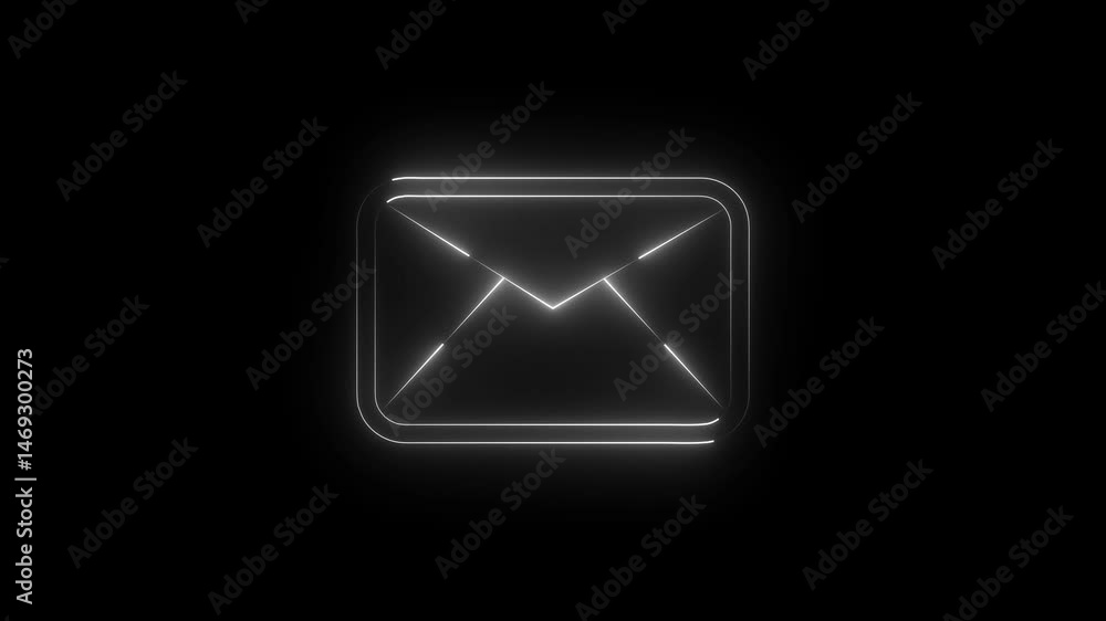 neon glowing message box icon animation text chat box sign symbol on black background neon glowing message box icon animation text chat box sign symbol on black background