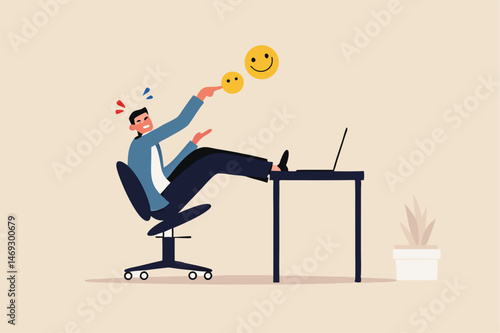 Job satisfaction, work happiness, love your career or motivation to go to work, appreciation after finish work concept, happy businessman with joyful and positive emotion celebrating his finish work.