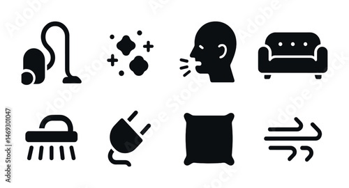 Home and cleaning solid icons set – filled, housekeeping and household symbols