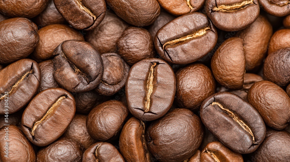 Fototapeta premium Closeup Roasted Coffee Beans Texture