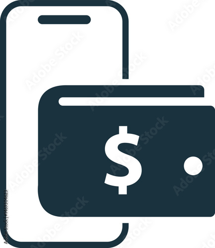 Mobile banking showing digital wallet for online payment