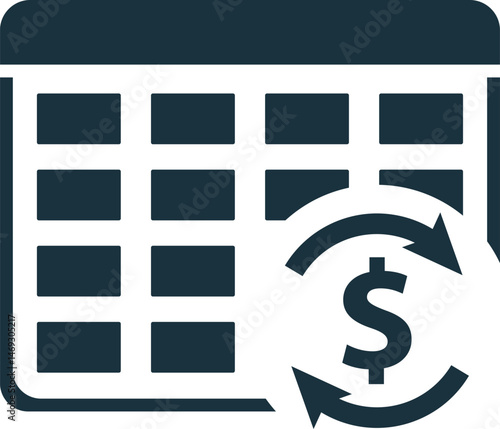 Recurring payment icon showing scheduled automatic money transfer