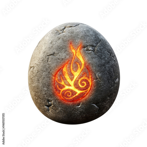 Wallpaper Mural Glowing Tribal Flame Symbol Etched in Stone - Mystical Rock Orb Torontodigital.ca