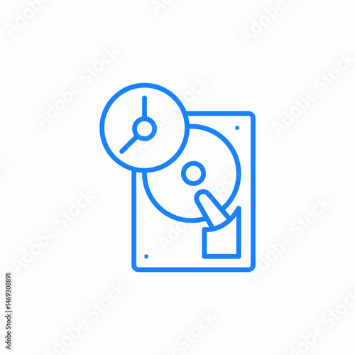 clock hard drive time icon sign vector