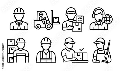 Logistics and delivery outline icons set – shipping, courier, transport symbols