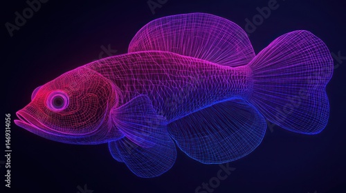 Fototapeta Naklejka Na Ścianę i Meble -  Abstract wireframe illustration of a fish