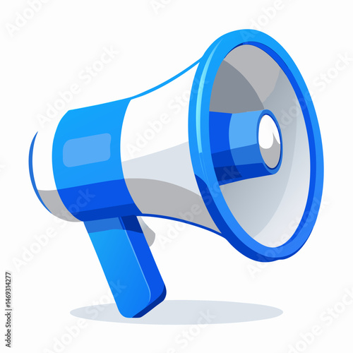 blue megaphone isolated on white