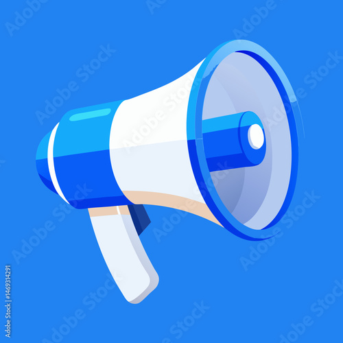 blue megaphone isolated on white