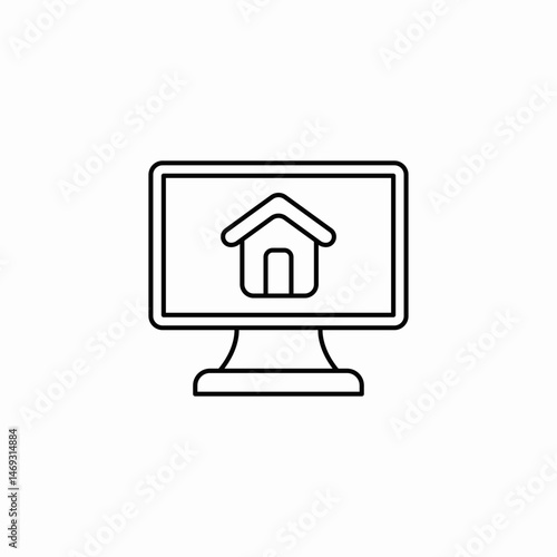 monitor house icon sign vector