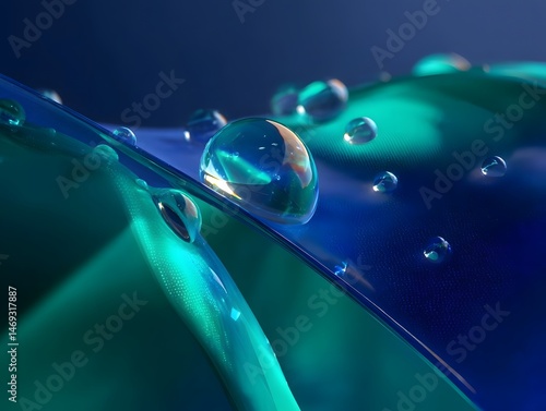 water drops on a green leaf