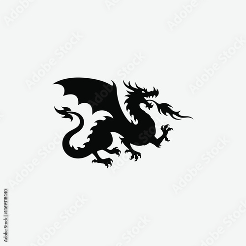 Wallpaper Mural Discover captivating dragon silhouette designs with a crisp white background. Perfect for graphic projects, prints, and digital use. Torontodigital.ca