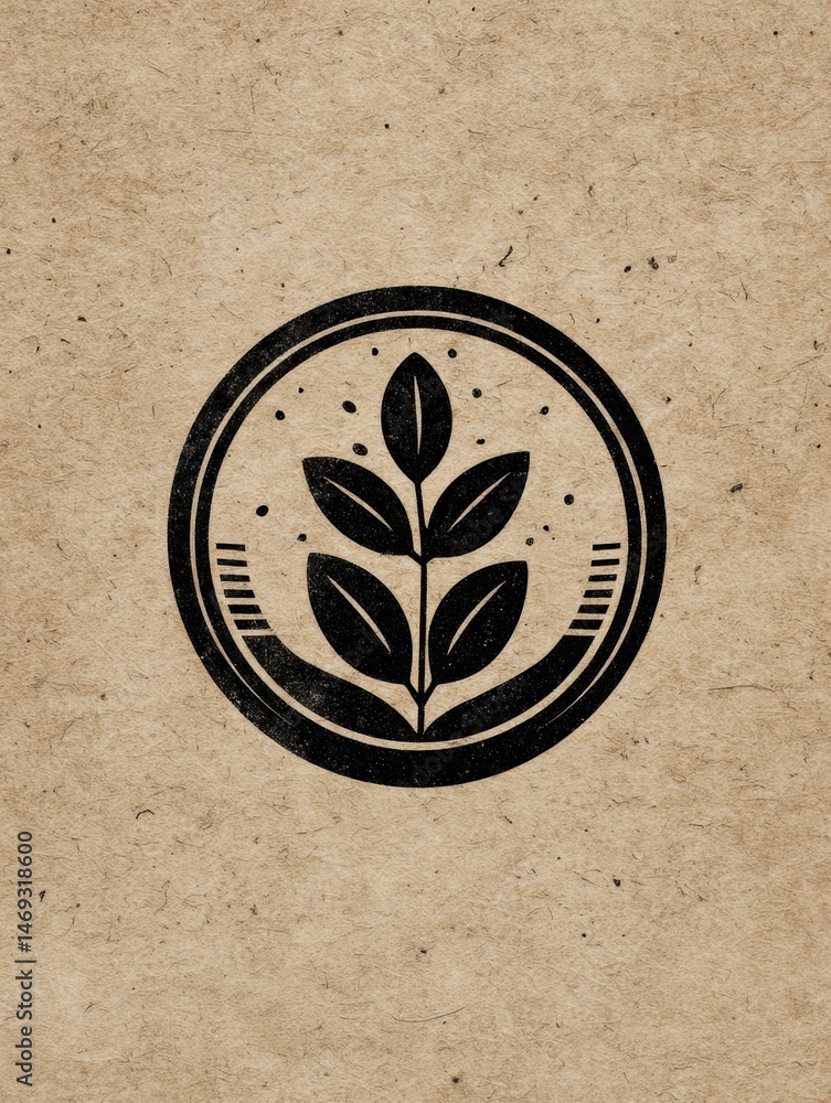 Farm Logo Design Featuring a Classic Stamp Style on a Textured Beige Background for Rustic Aesthetic Appeal Generative AI
