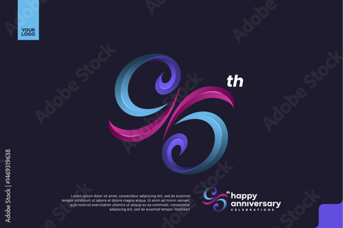 Colorful 96th Anniversary Celebration Design with Artistic Gradient Number and Dark Background