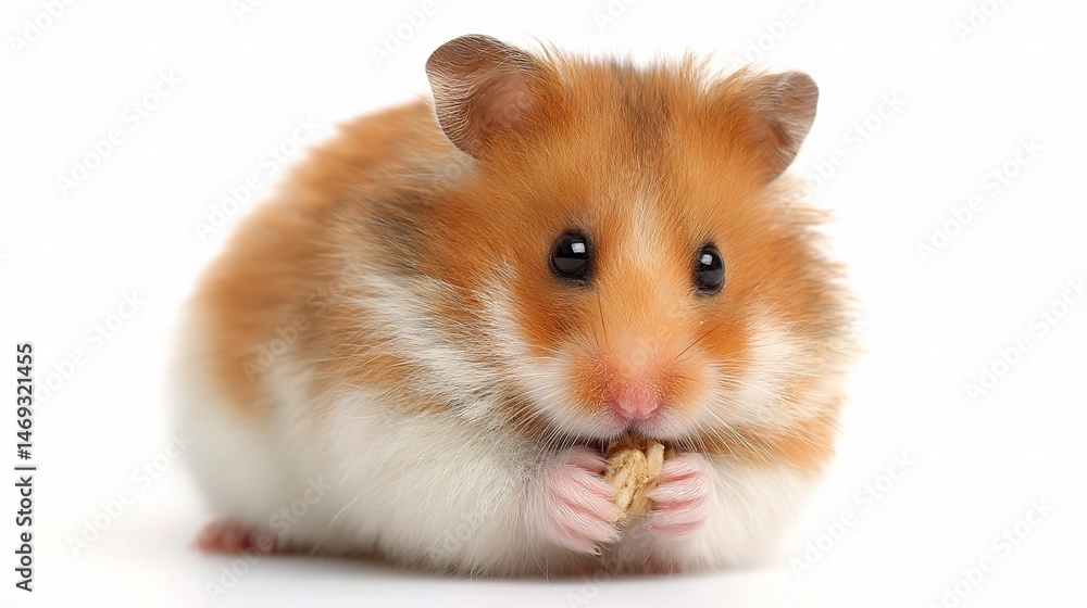 Cute Syrian Hamster with Puffy Cheeks Holding a Seed Snack Cute Syrian Hamster with Puffy Cheeks Holding a Seed Snack