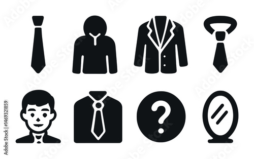 Business and professional solid icons set – flat, filled, office and corporate symbols