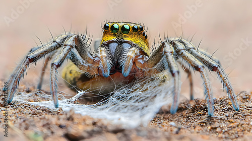 Wallpaper Mural Jumping Spider Closeup With Web On Ground Torontodigital.ca