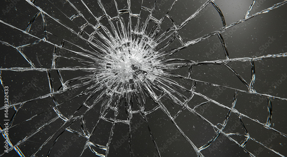 Fototapeta premium Dramatic Shattered Glass on Dark Background Creates a Dynamic Effect