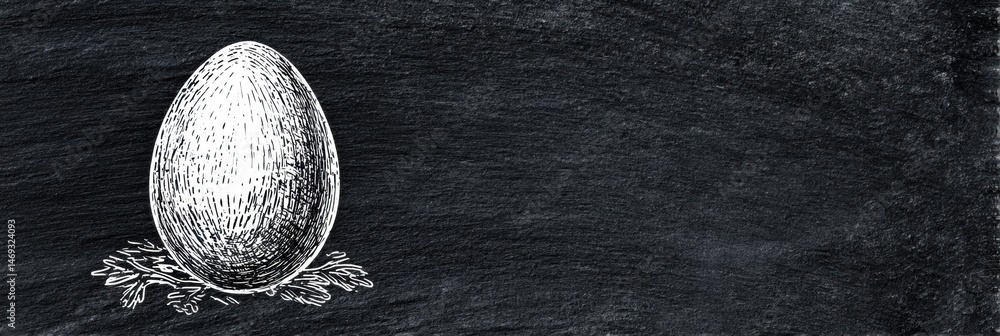 Chalkboard Design Featuring a Hand-Drawn Egg Surrounded by Subtle Decorative Elements for Culinary Arts and Creative Projects Generative AI