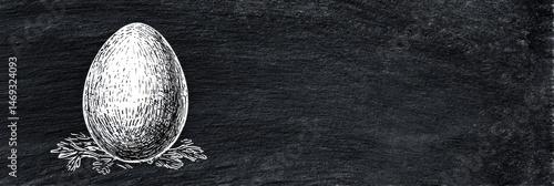 Obraz na płótnie Chalkboard Design Featuring a Hand-Drawn Egg Surrounded by Subtle Decorative Elements for Culinary Arts and Creative Projects Generative AI w salonie