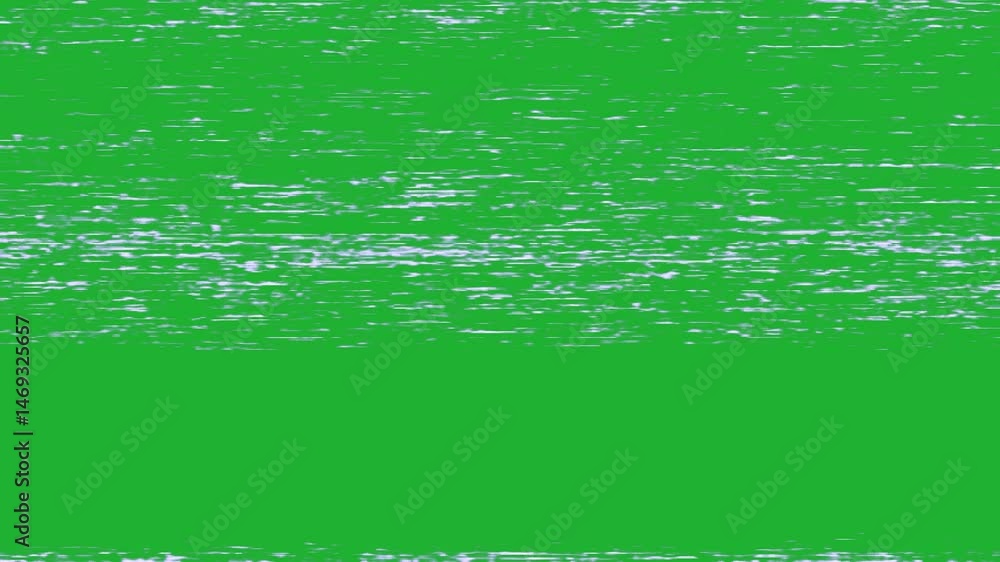 Realistic VHS glitch and flickering effect with analog TV noise, interference, on green screen