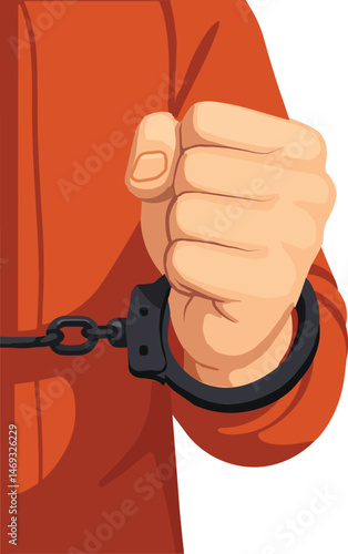 Fist in Handcuff Vector - Arrested Prisoner Concept Illustration