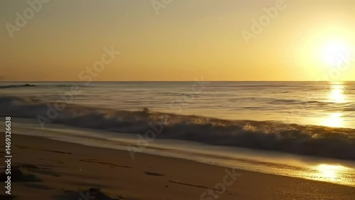 Wallpaper Mural Golden Hour Waves Gentle Ocean Swell at Sunset on Sandy Beach Torontodigital.ca