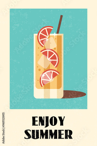 векторный ретро постер с летним напитком