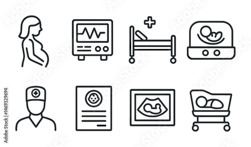 Medical and healthcare outline icons set – linear, line, hospital and wellness symbols
