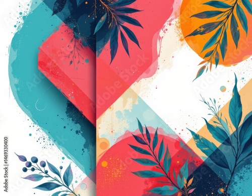 Abstract Botanical Watercolor Background
